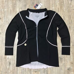 SwingDish Women's Black Rosa Signature Gathered Golf Jacket, Size XL